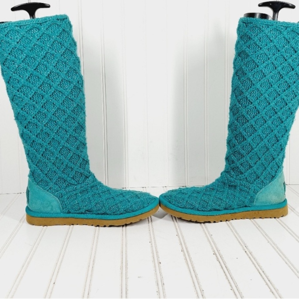 UGG Teal Blue Silver Sparkle Lattice Cardy 3066 - Picture 13 of 16